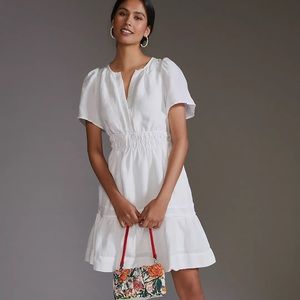 Anthropologie The Somerset Mini Dress: Linen Edition White XL NWT